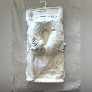 Cozy White Baby Blanket with Pillow